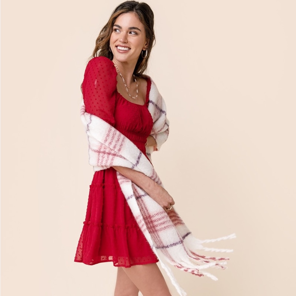 Francesca's Smocked Dot Mini Dress